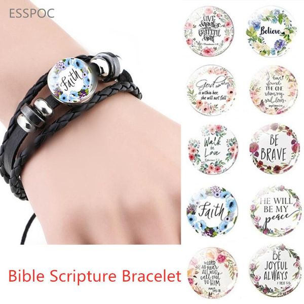 

leather bracelet bible verse bracelet bangle it is well with my soul inspirational quote multilayer braided buckle, Golden;silver