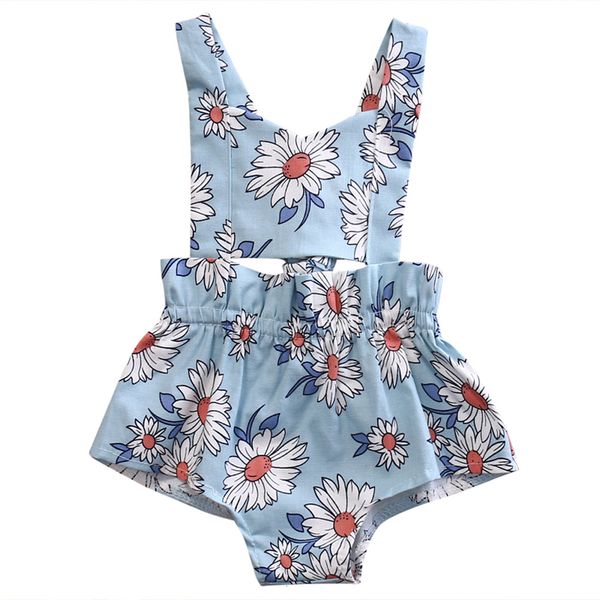

2019 brand summer light blue baby newborn infant girl floral cute sweet jumpsuit bodysuit playsuit clothes outfits