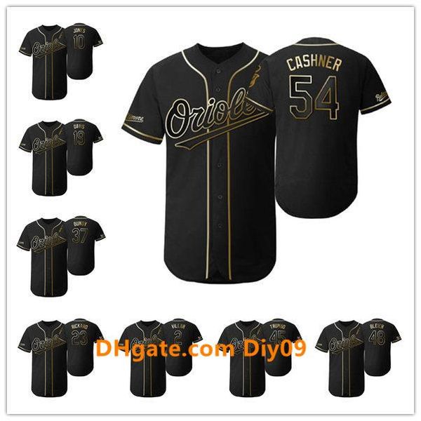 

2019 golden edition baltimore orioles men women youth 19 chris davis 16 trey mancini flex base baseball jersey, Black