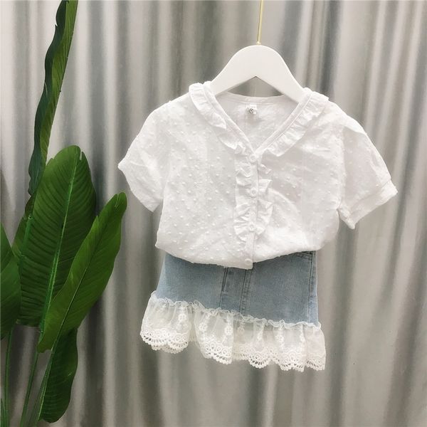 

девушки хлопка камбалы рубашки 20 износа нового корейского младенца типа top одежды детская детская девочка короткий рукав свободного темпер, White;black