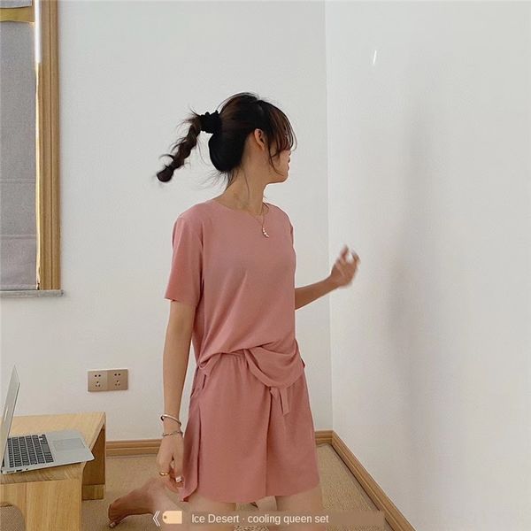 

wcarv bingxiaomo bingshuang queen's home clothes jelly and clothing shorts suit short-sleeved shorts two-piece suit molandi lazy ice si, Blue;red