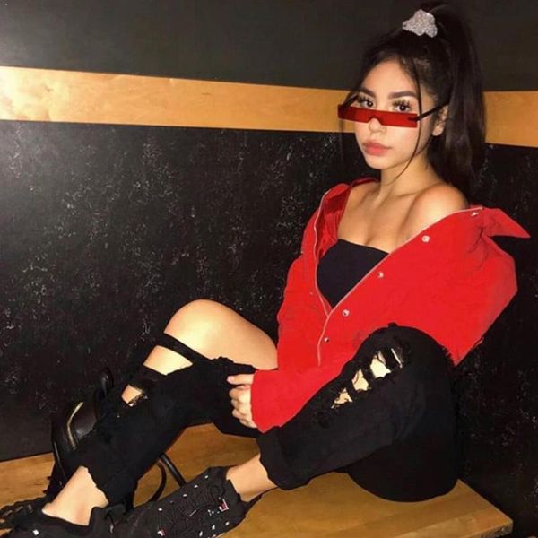 

2020 new rectangle sunglasses women fashion pearsonality small designer sun ins luxury sale brand lens frameless gl l3a1, White;black