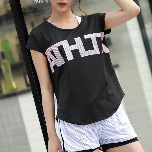 

mteyg loose all-match fitness suit large size quick-drying moisture-absorbing round t-shirt t-shirt neck breathable yoga short sleeve summer, Gray;blue