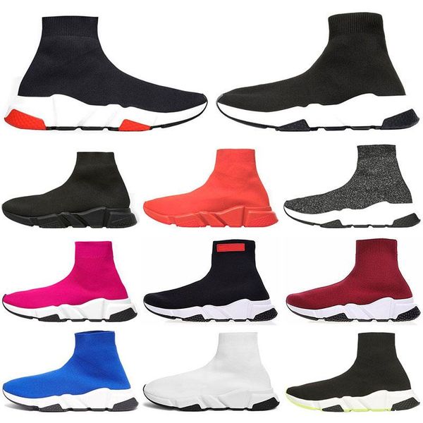 

2019 wholesale designer men women speed trainer luxury shoes black white red flat fashion socks boots sneakers fashion trainers runner