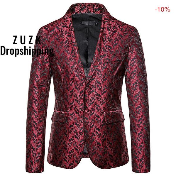 

zuzk mens red paisley blazer jacket slim fit blazer men brand new dj nightclub men suit jacket party wedding tuxedo male, White;black