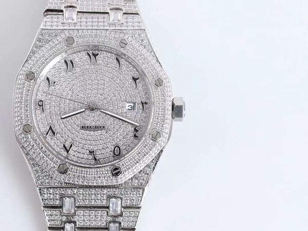 

designer men's watch, full-shell full diamond series, 41mm diameter original folding clasp, 3210 fully automatic mechanical movement, Slivery;brown