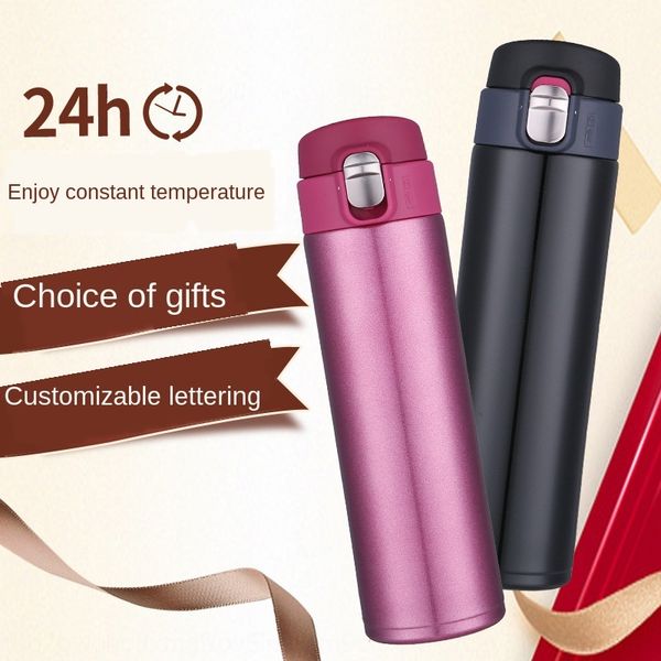 

bounce cover lock vacuum bouncing lock cup text stainless steel cup men's women student hua cha bei text