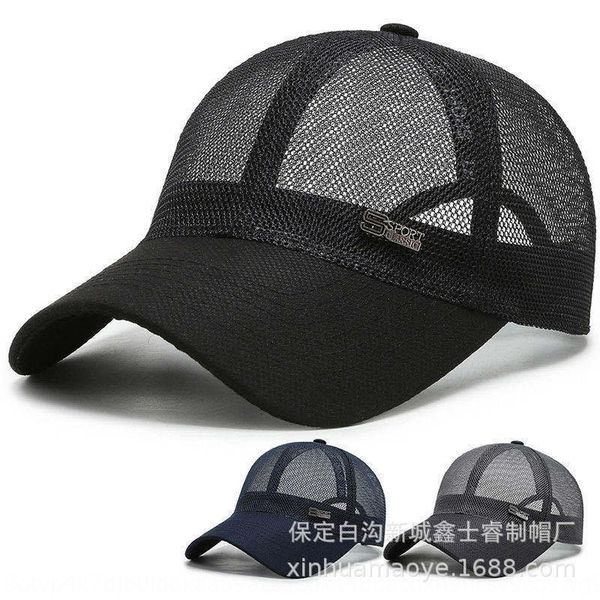 

telui ultra net baseball cap light full-mesh breathable baseball cap middle-aged men' outdoor summer dad sun-proof duck tongue hat net, Blue;gray