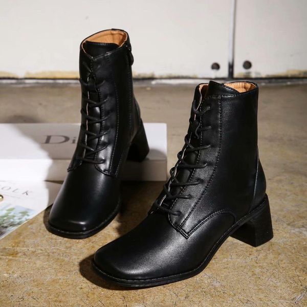 

2020d new spring and autumn leather single boots wild retro high heel boots, fashion trend martin boots female