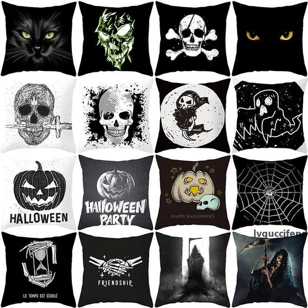 

halloween ghost skeleton pillowcase halloween horror sofa cushion cover spider web decorative throw pillowcase car seat pillow cover