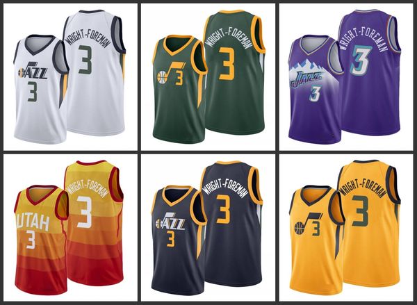 

utah jazz justin wright-foreman men city basketball jersey, Black