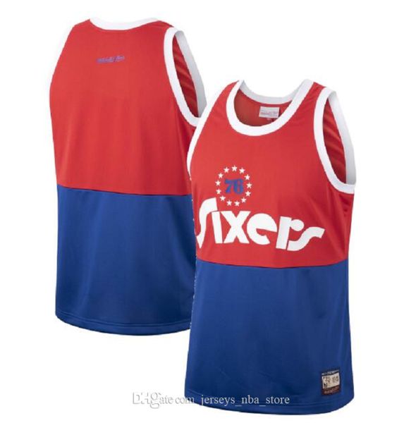 

philadelphia 76ers vintage mitchell & ness hardwoods classics team heritage fashion jersey - red 07, Black;red