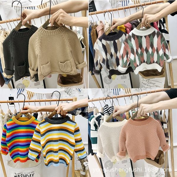 

2020 thickened warm mink fleece baby round collar sweater for boys and warm sweater shirt girls base shirt for children and children, Blue