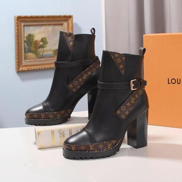 

womens shoes star trail ankle leather boot chaussures de femme women shoes fashion type bottes femmes luxury style lady shoes boots big size, Black