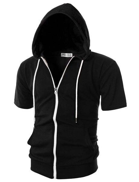 

2020 cross border men's sweater short sleeve hoodie men's hoodie, White;black