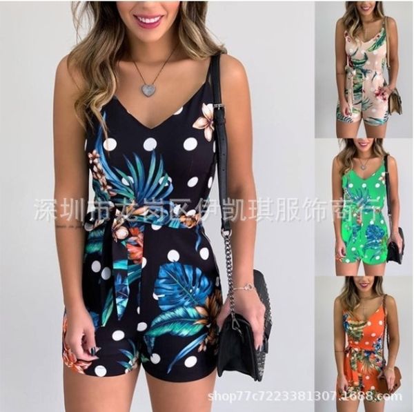 

2020 new pants sling women's printed suspender 2020 new pants sling jumpsuit women's printed suspender jumpsuit, Gray