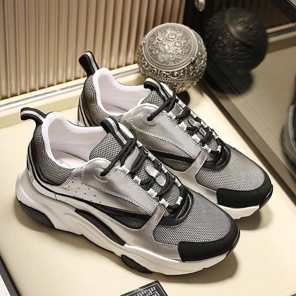 

mens luxury shoes b22 calfskin sneaker chaussures pour hommes lace -up autumn and winter chunky sneakers casual shoes fast delivery, Black