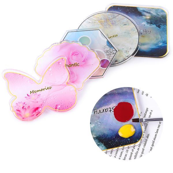 

resin nail art palette color board butterfly/shell/hexagon/round/square designs nail tips display holder manicure tools