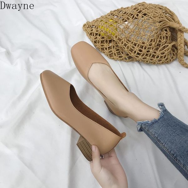 

2020 new korean version of the thick with square head retro grandma shoes shallow mouth wild comfortable single shoes, Black