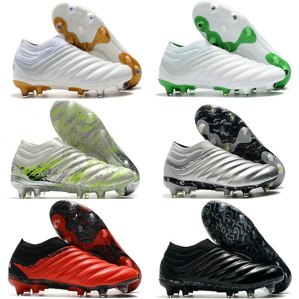 

mens soccer cleats copa 20+ fg 20 19+ slip-on encryption code silver black red green man soccer shoes football boots botas de futbol