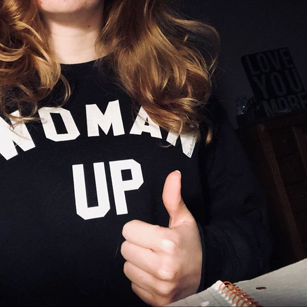 

woman up feminist slogan sweatshirt vogue letter print pullover women sweatshirt black white female