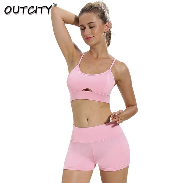 

спорт 2 piece set женщины sexy solid low cut тощий top + высокая талия bodycon шорты фитнес гимнастика йога набор спортивный костюм женский, White;red