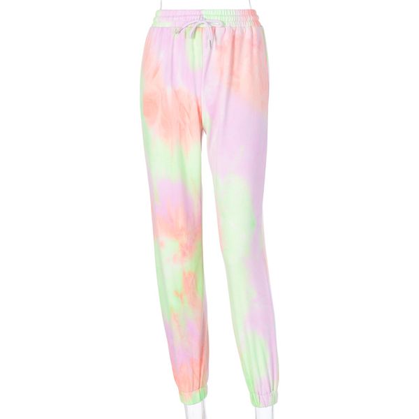 

european and american foreign trade womens 2020 spring and summer new popular tie-dyed fashion casual pants sports pants womens hair, Black;white