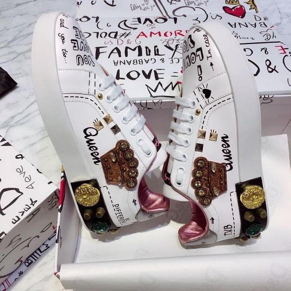 

a2020 new trend leather party casual shoes outdoor men and women sports shoes fashion graffiti wild couple shoes, size 35-451, Black