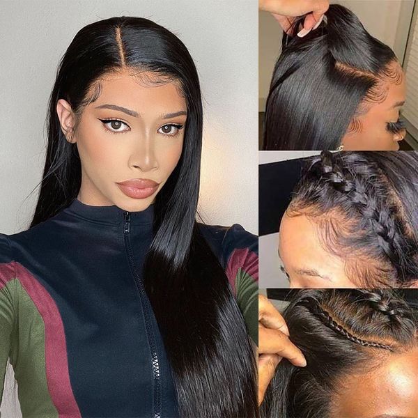 

8-26 inch 150 density 13x6 glueless lace front human hair wigs pre plucked brazilian remy hair with baby hair for black women