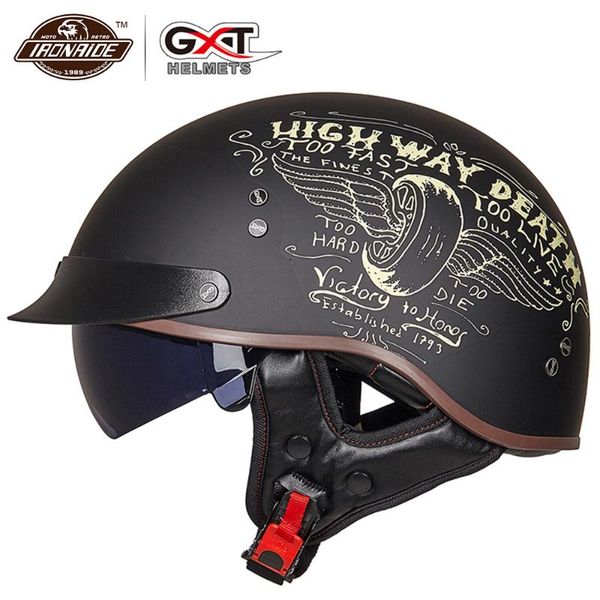 

gxt motorcycle helmet half face casco moto open face motorbike helmet electric safety moto casque for women/men