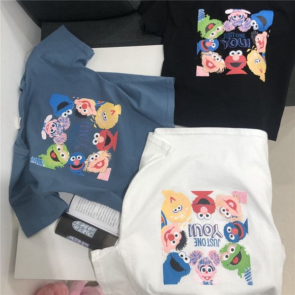 

2020 new children's cartoon children's t-shirt coat sesame street boysshort sleeve t-shirt girlsloose baby top, Blue