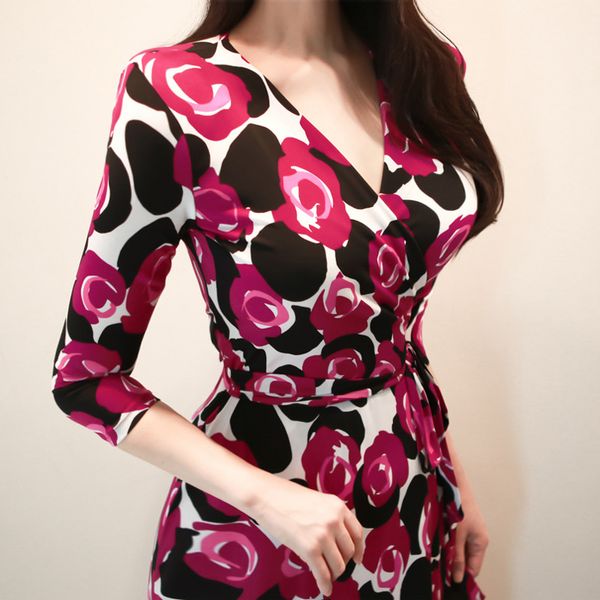 

knitted cotton new temperament retro female dress waist tie wrap dress holiday party, Black;gray