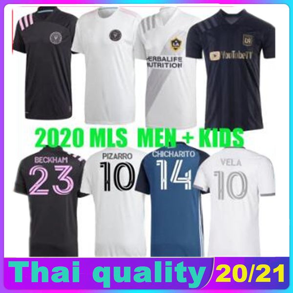 

inter miami socer jersey 2020 2021 la los angeles galaxy fc lafc beckham 20 21 vela chicharito mls inter miami cf men kids football shirts, Black