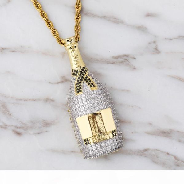 

i hiphop with zircon decanter pendant style creative hiphop necklace, Slivery;golden