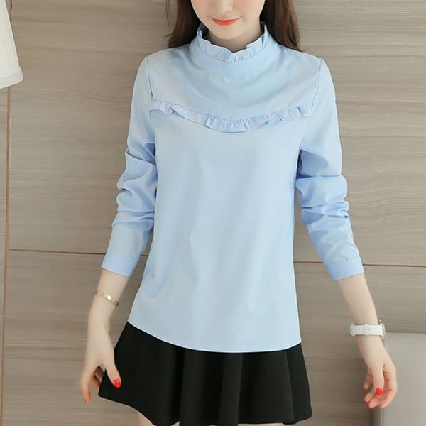 

womens clothing women blouse white shirt femme casual stand ol work solid blouses 2 styles
