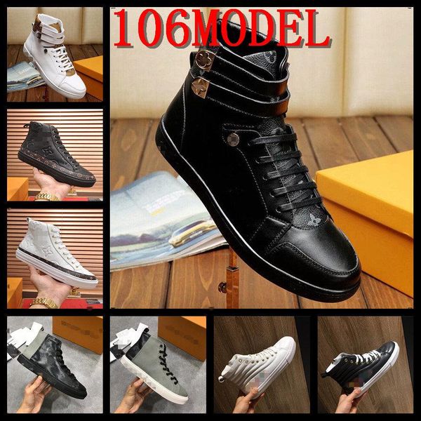 

18ss leather sneakers man sport shoes luxurious male running shoes men footwear high tennis shoe sports white training size 38-45, Black