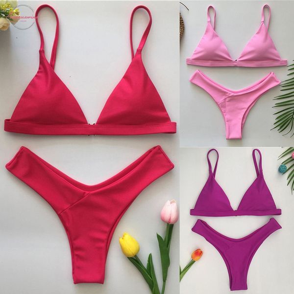 

thong bikini set push up bikinis women strap swimsuit 2020 swimwear bathing suit beachwear biquini fmeale brazilian mujer, White;black