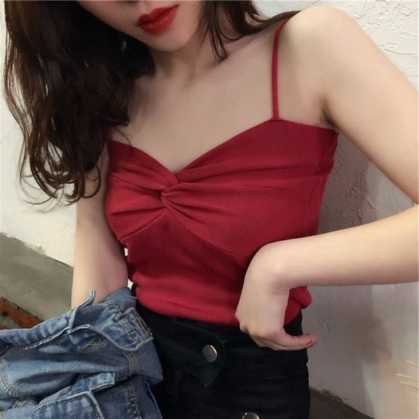 

h48pa vest clothes vest temperament heart machine knitted small camisole women's net red with low-chest sleeveless base shirt wear clot, Camo