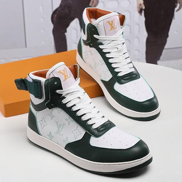 

роскошные высокое качество дизайн мужчин sneaker обувь кожа спорта вскользь lace -до zapatos de hombre rivoli sneaker загрузки мужская обувь, Black