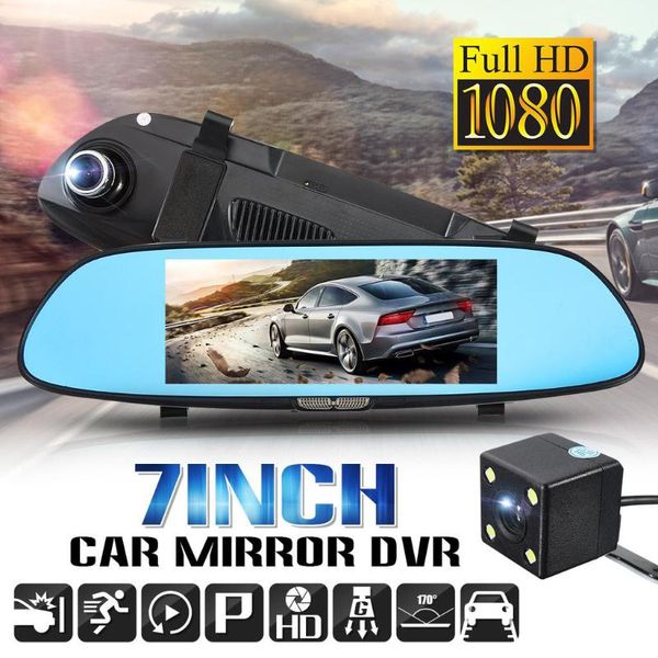 

full hd 1080p car dvr camera auto k702t4.3 inch rearview mirror dash digital video recorder dual lens registratory camcorder