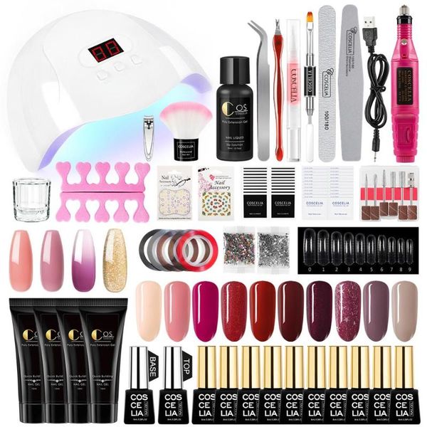 

nail art kits full manicure set & gel polish kit for extention 18leds uv led lamp dryer electric drill tools