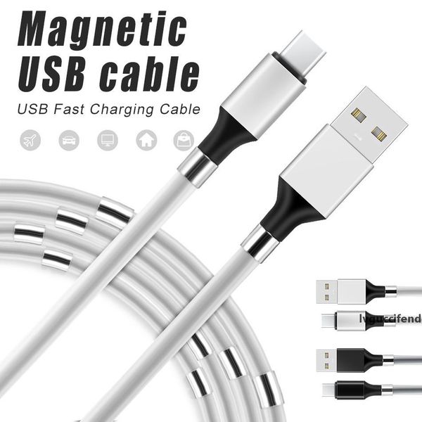 

magnetic ring type-c usb charging cables pvc translucent cover tpe insultion cables for samsung s10 s9 s8 android smartphone with retail box
