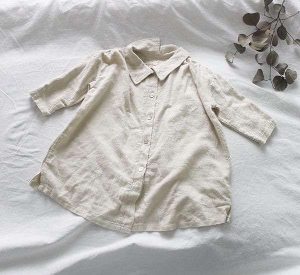 

летние детский хлопок и лен корейского припуск хлопок и льняные рубашки платье платье, White;black