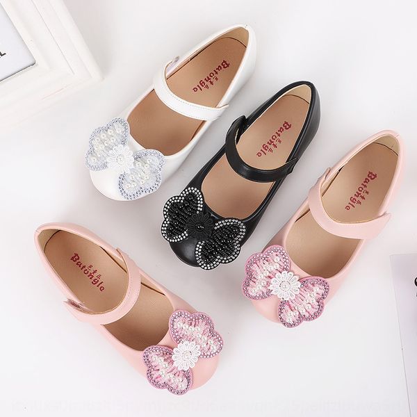 

girls' bow princess casual non-slip 2020 sports sports children's shoes sneakers korean style children's shoes hook and loop, Black
