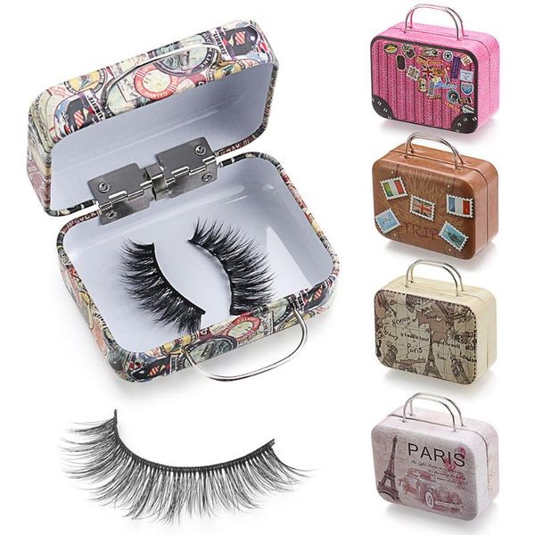 

false eyelashes 1pairs fashion box design suitcase eyelash luggage package steel mink lashes tray makeup tools