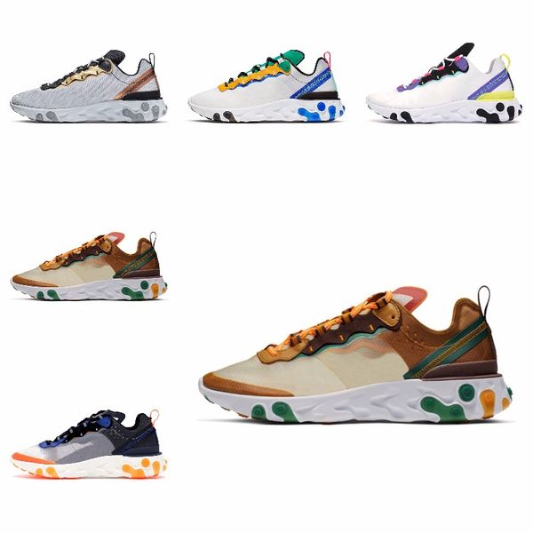 

new ashion react element running shoes for men women light bone triple black royal solar team red mens trainers sports sneaker runner s#0700