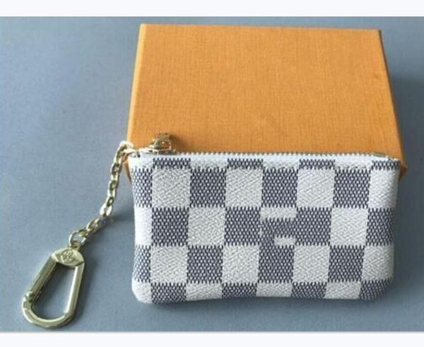 

damier leather grip with high-quality famous classic ladies keychain coin bag small leather bag hook up designer key pouch, Blue;gray