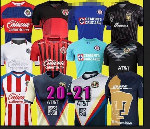 

new 20 club america cruz azul soccer jersey 2020 2021 guadalajara chivas tijuana unam tigres home away third gk liga mx football shirts men, Black;yellow