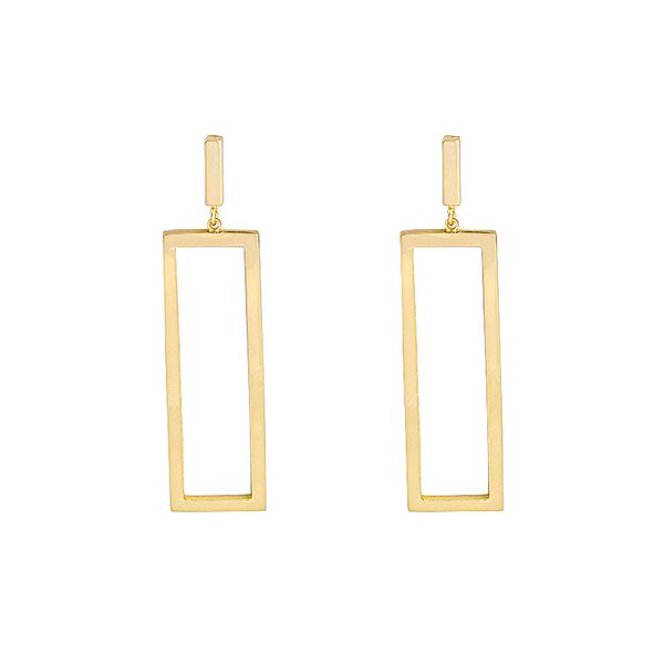 

lwong gold color small bar rectangle earrings for women mordern minimalist earrings simple geometrical square wholesale, Silver