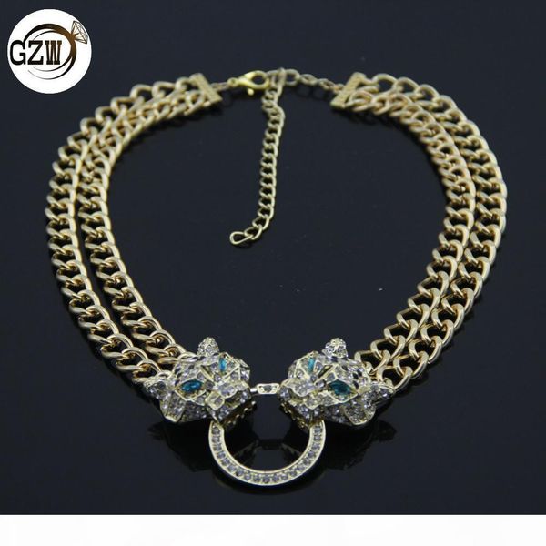 

r new fashion personalized hip hop bling leopard head womens gold cuban link choker necklace rapper jewelry christmas gifts for women g, Silver